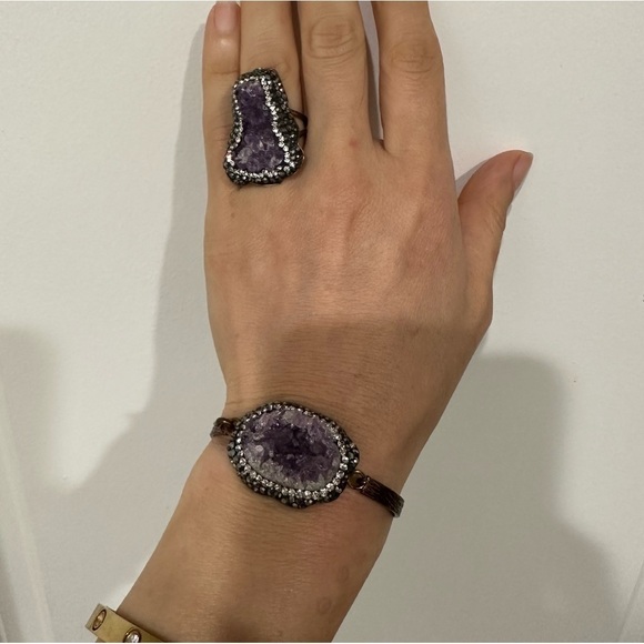 Amethyst Ring Necklace Bracelet Set - Picture 1 of 11